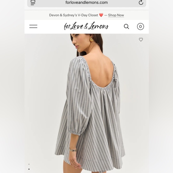 For Love & Lemons Striped Gray Dress NWT - Picture 3 of 3